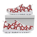 Red Baseball Pattern Print White Sneakers