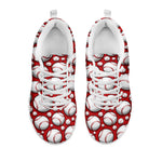 Red Baseball Pattern Print White Sneakers