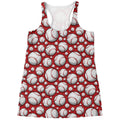 Red Baseball Pattern Print Women's Racerback Tank Top