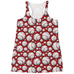 Red Baseball Pattern Print Women's Racerback Tank Top