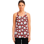 Red Baseball Pattern Print Women's Racerback Tank Top