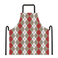 Red Beige And White Argyle Pattern Print Apron