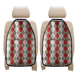 Red Beige And White Argyle Pattern Print Car Seat Organizers