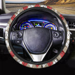 Red Beige And White Argyle Pattern Print Car Steering Wheel Cover