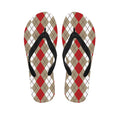 Red Beige And White Argyle Pattern Print Flip Flops
