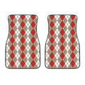 Red Beige And White Argyle Pattern Print Front Car Floor Mats