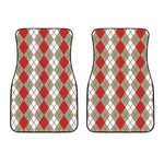 Red Beige And White Argyle Pattern Print Front Car Floor Mats