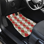 Red Beige And White Argyle Pattern Print Front Car Floor Mats
