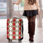 Red Beige And White Argyle Pattern Print Luggage Cover