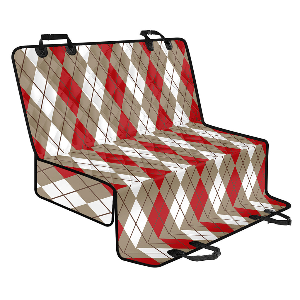 Red Beige And White Argyle Pattern Print Pet Car Back Seat Cover