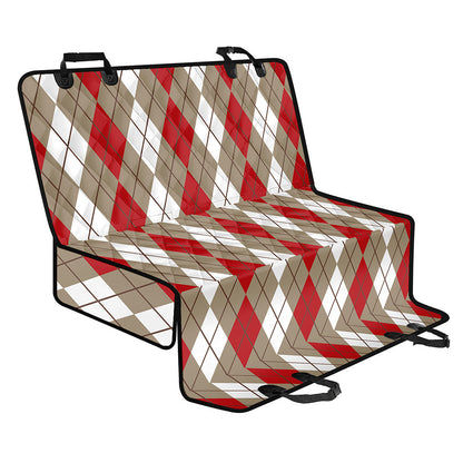 Red Beige And White Argyle Pattern Print Pet Car Back Seat Cover
