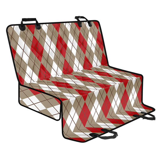 Red Beige And White Argyle Pattern Print Pet Car Back Seat Cover
