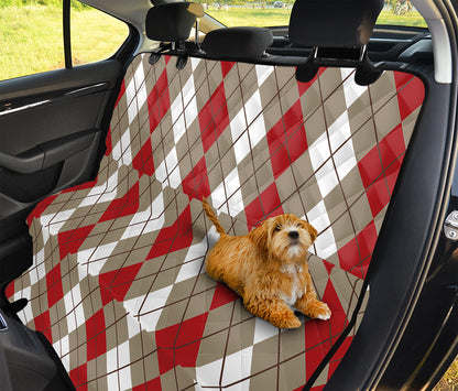 Red Beige And White Argyle Pattern Print Pet Car Back Seat Cover