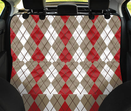 Red Beige And White Argyle Pattern Print Pet Car Back Seat Cover