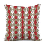 Red Beige And White Argyle Pattern Print Pillow Cover