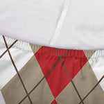Red Beige And White Argyle Pattern Print Sofa Cover
