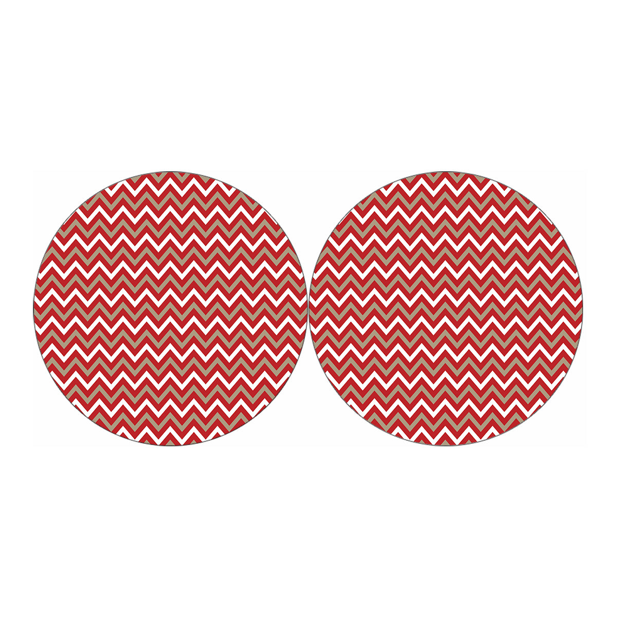 Red Beige And White Chevron Print Car Coasters