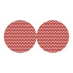Red Beige And White Chevron Print Car Coasters