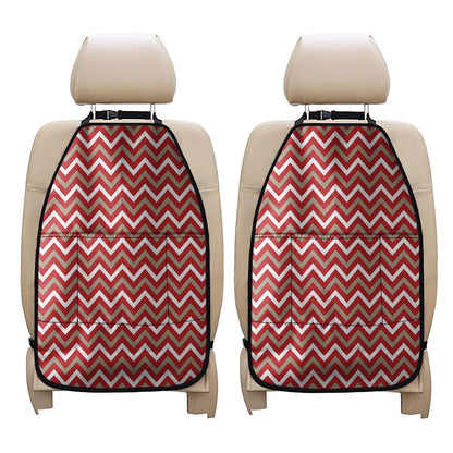 Red Beige And White Chevron Print Car Seat Organizers