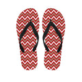 Red Beige And White Chevron Print Flip Flops