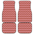 Red Beige And White Chevron Print Front and Back Car Floor Mats
