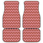 Red Beige And White Chevron Print Front and Back Car Floor Mats