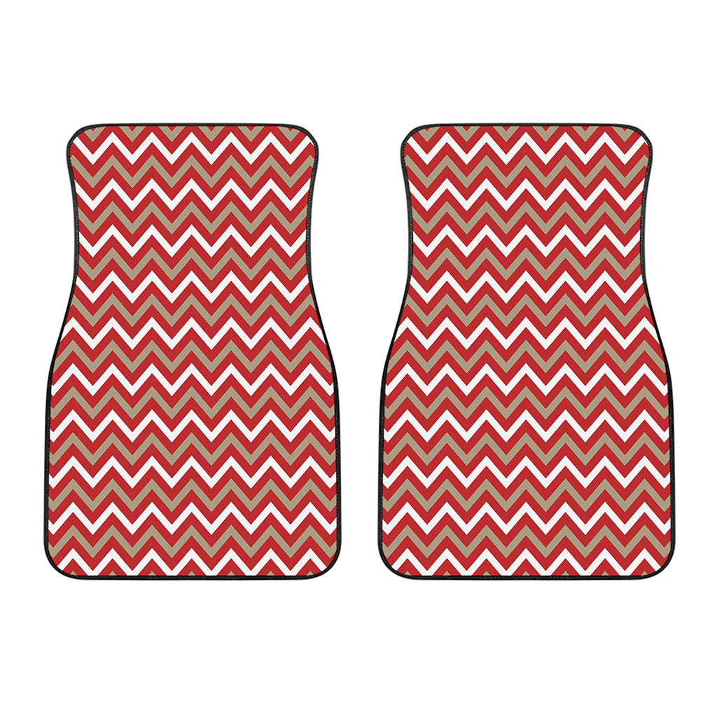 Red Beige And White Chevron Print Front Car Floor Mats