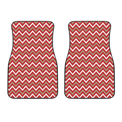 Red Beige And White Chevron Print Front Car Floor Mats