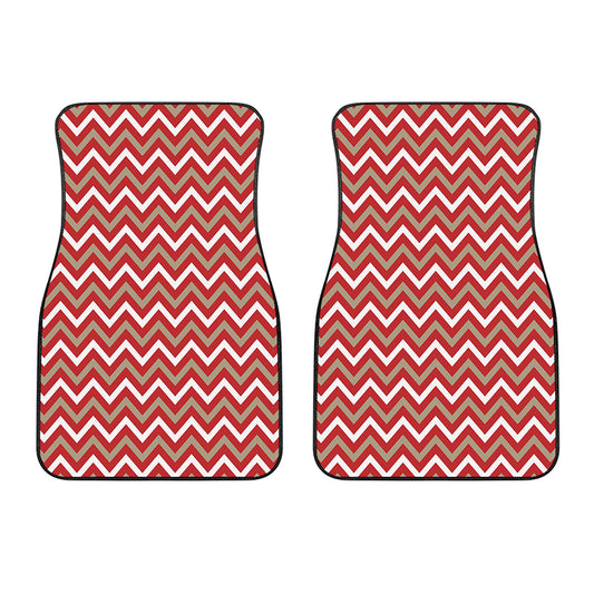 Red Beige And White Chevron Print Front Car Floor Mats
