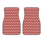 Red Beige And White Chevron Print Front Car Floor Mats