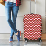 Red Beige And White Chevron Print Luggage Cover