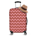 Red Beige And White Chevron Print Luggage Cover
