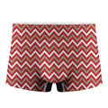 Red Beige And White Chevron Print Men's Boxer Briefs