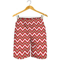 Red Beige And White Chevron Print Men's Shorts