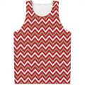 Red Beige And White Chevron Print Men's Tank Top
