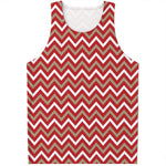 Red Beige And White Chevron Print Men's Tank Top