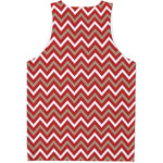Red Beige And White Chevron Print Men's Tank Top