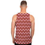 Red Beige And White Chevron Print Men's Tank Top