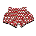 Red Beige And White Chevron Print Muay Thai Boxing Shorts