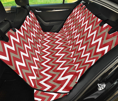 Red Beige And White Chevron Print Pet Car Back Seat Cover