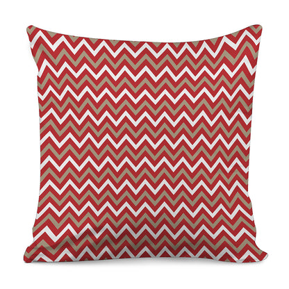Red Beige And White Chevron Print Pillow Cover