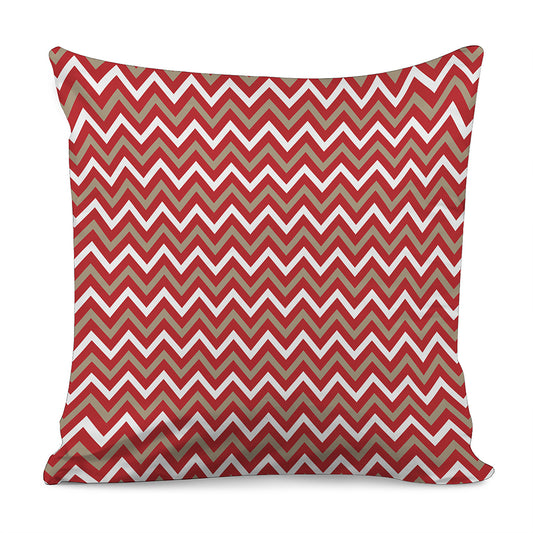 Red Beige And White Chevron Print Pillow Cover