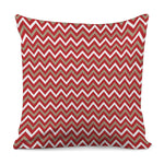 Red Beige And White Chevron Print Pillow Cover