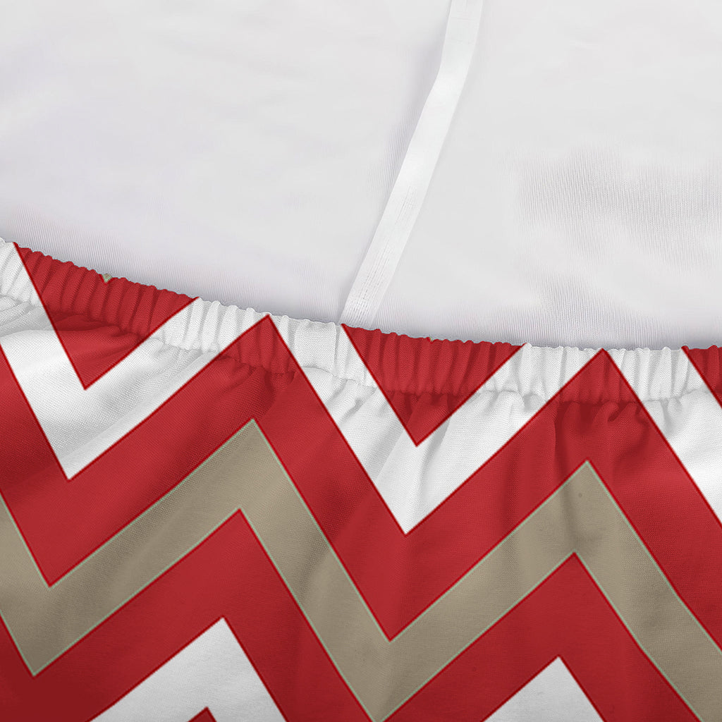 Red Beige And White Chevron Print Sofa Cover