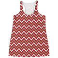 Red Beige And White Chevron Print Women's Racerback Tank Top