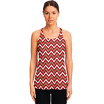 Red Beige And White Chevron Print Women's Racerback Tank Top