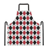 Red Black And White Argyle Pattern Print Apron