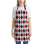 Red Black And White Argyle Pattern Print Apron