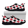 Red Black And White Argyle Pattern Print Black Running Shoes