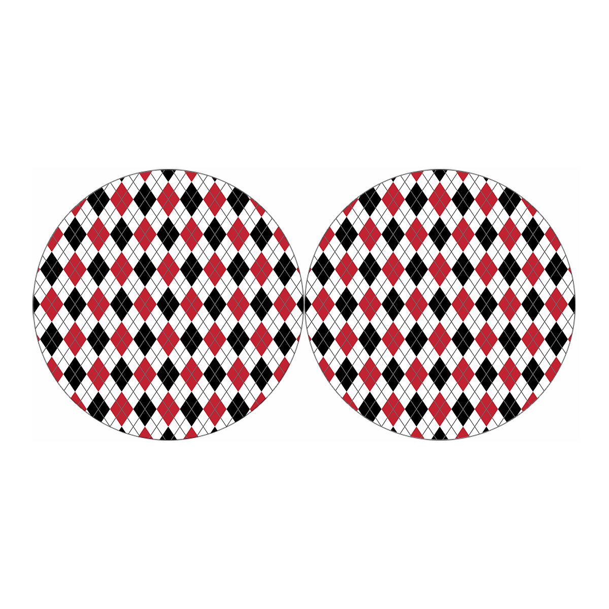 Red Black And White Argyle Pattern Print Car Coasters